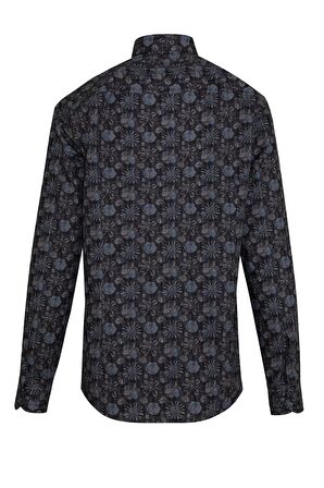 Antrasit Modern Fit %100 Pamuk Desenli Gömlek | XS