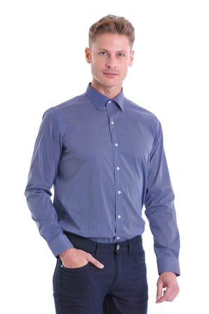 Beyaz Pamuklu Comfort Fit Baskılı Uzun Kollu Gömlek | XS