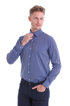 Beyaz Pamuklu Comfort Fit Baskılı Uzun Kollu Gömlek | XS