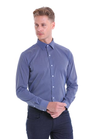Beyaz Pamuklu Comfort Fit Baskılı Uzun Kollu Gömlek | XS