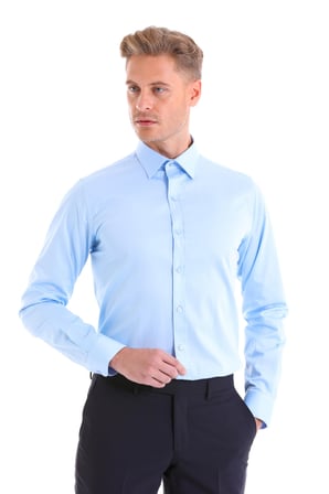 Mavi 100% Pamuk Düz Comfort Fit Uzun Kollu Gömlek | XXL