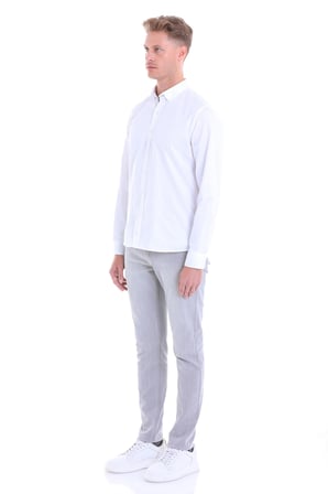 Beyaz 100% Pamuk Comfort Fit Düz Uzun Kollu Gömlek | XXL