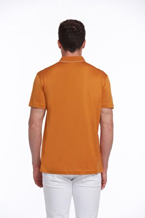 Turuncu Regular Fit %100 Pamuk Basic Polo Yaka Tişört | 3XL