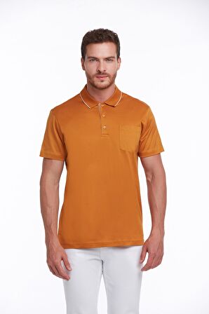 Turuncu Regular Fit %100 Pamuk Basic Polo Yaka Tişört | 3XL