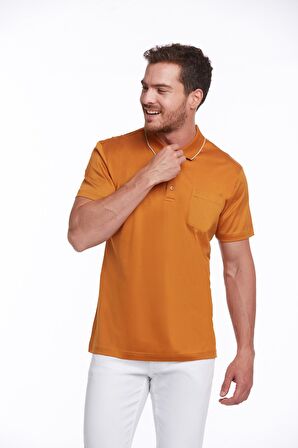 Turuncu Regular Fit %100 Pamuk Basic Polo Yaka Tişört | S