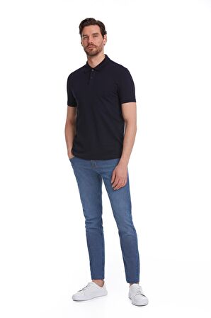 Lacivert Regular Fit %100 Pamuk Polo Yaka Tişört | XXL