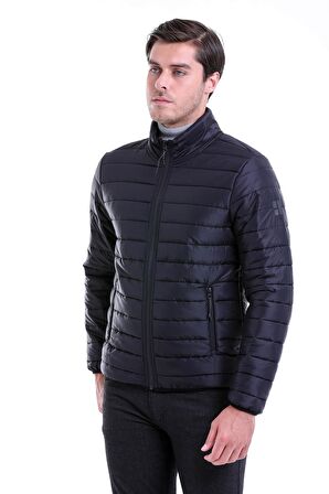 Siyah Hakim Yaka Basic Şişme Mont | L