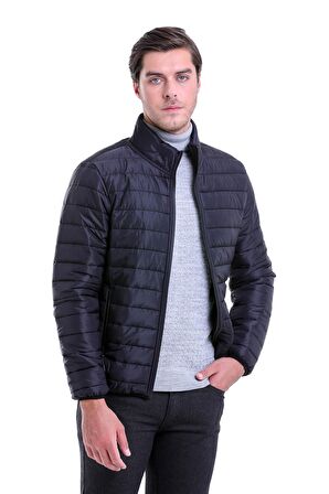 Siyah Hakim Yaka Basic Şişme Mont | L