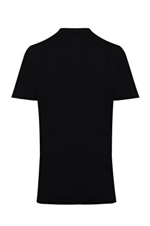 Siyah Regular Fit %100 Pamuk Bisiklet Yaka Tişört | XXL