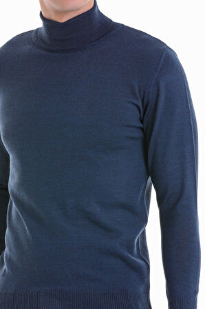 İndigo Regular Fit Düz Balıkçı Yaka Yün Triko Kazak | XL