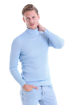 Mavi Regular Fit Düz Balıkçı Yaka Klasik Yün Triko Kazak | XL