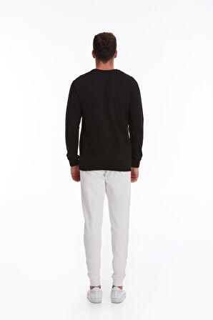 Siyah Regular Fit Pamuklu Bisiklet Yaka Sweatshirt | XXL