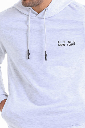 Gri Melanj ARS MD-2  KAPŞONLU CEPLİ Sweat Shirt