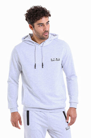 Gri Melanj ARS MD-2  KAPŞONLU CEPLİ Sweat Shirt