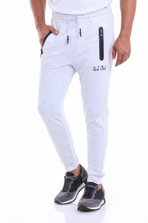 Erkek Gri Regular Fit Pamuklu Dar Paça Eşofman Altı | S