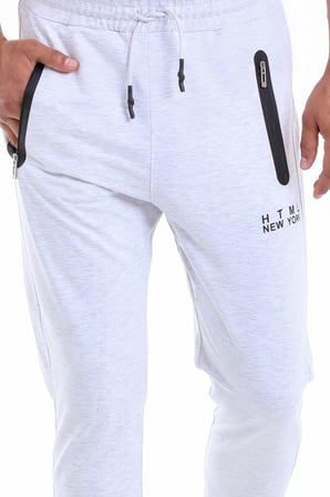 Erkek Gri Regular Fit Pamuklu Dar Paça Eşofman Altı | S