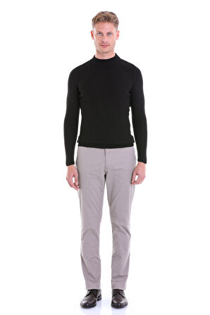 Siyah Regular Fit Düz Balıkçı Yaka Klasik Yün Triko Kazak | 3XL