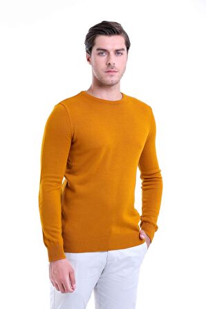 Safran Bisiklet Yaka Regular Fit Triko Kazak | L
