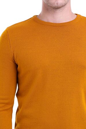 Safran Bisiklet Yaka Regular Fit Triko Kazak | L