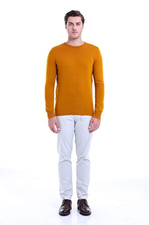Safran Bisiklet Yaka Regular Fit Triko Kazak | XXL