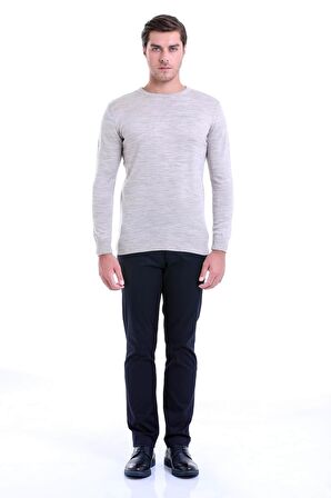 Bej Bisiklet Yaka Regular Fit Triko Kazak | M