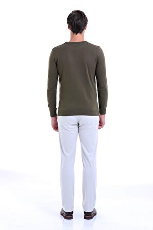 Yeşil Bisiklet Yaka Regular Fit Triko Kazak | M