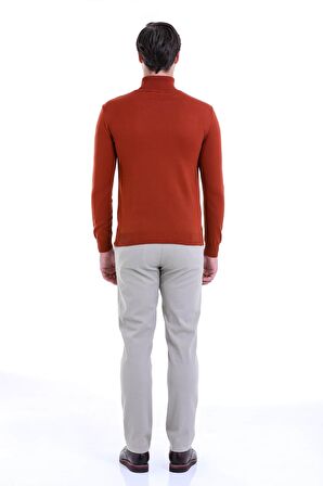 Kremit Balıkçı Yaka Regular Fit Triko Kazak | L