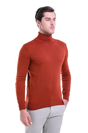 Kremit Balıkçı Yaka Regular Fit Triko Kazak | S