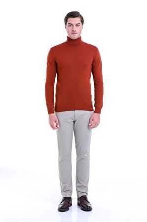 Kremit Balıkçı Yaka Regular Fit Triko Kazak | S