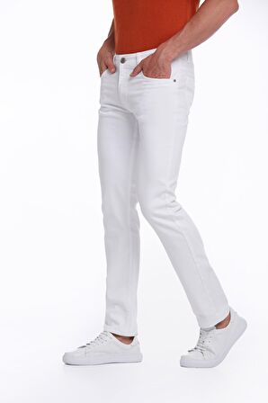 Beyaz Regular Fit Yüksek Bel Düz Paça Basic Kot Pantolon | 34