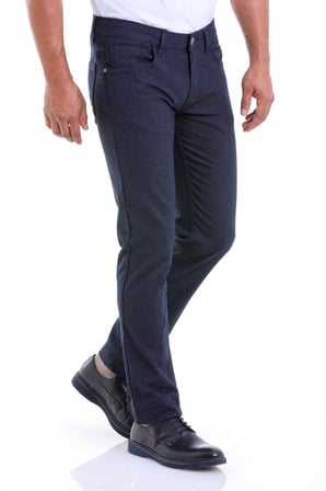 Erkek Lacivert Dinamik Fit Yüksek Bel Basic Kanvas Pantolon | 29