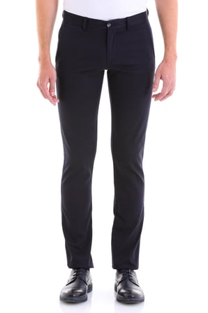 Lacivert Dinamik Fit Desenli Yüksek Bel Kanvas Pantolon | 30