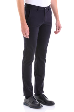 Lacivert Dinamik Fit Desenli Yüksek Bel Kanvas Pantolon | 30