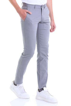 Gri Dinamik Fit Desenli Yüksek Bel Kanvas Pantolon | 30