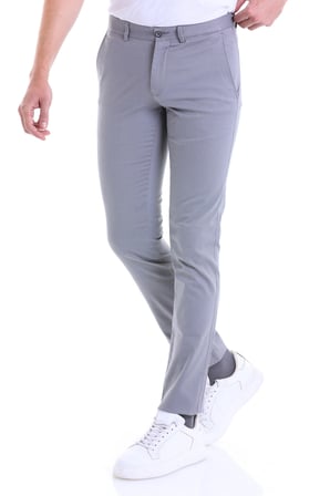 Gri Dinamik Fit Desenli Yüksek Bel Kanvas Pantolon | 30