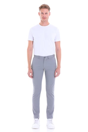 Gri Dinamik Fit Desenli Yüksek Bel Kanvas Pantolon | 30