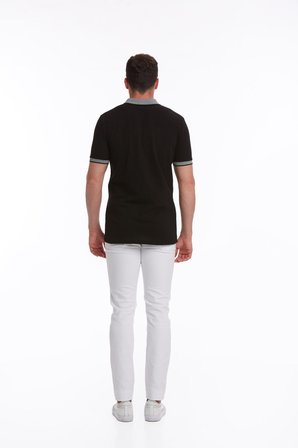 Siyah %100 Pamuk Regular Fit Polo Yaka Tişört | XXL