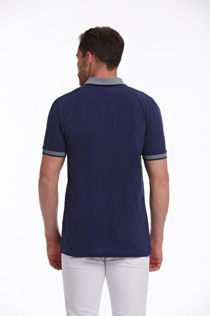 Lacivert %100 Pamuk Regular Fit Polo Yaka Tişört | L