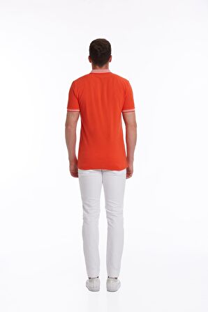 Nar Çiçeği %100 Pamuk Regular Fit Polo Yaka Tişört | S