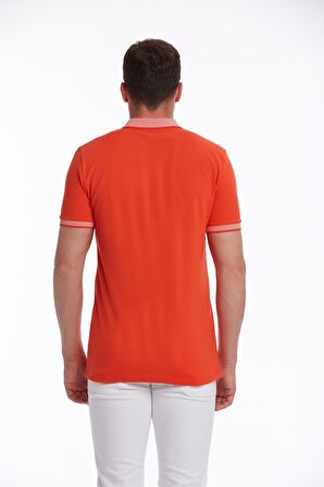 Nar Çiçeği %100 Pamuk Regular Fit Polo Yaka Tişört | S
