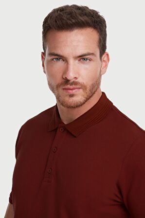 Bordo Regular Fit %100 Pamuk Polo Yaka Tişört | XL