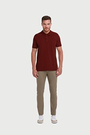 Bordo Regular Fit %100 Pamuk Polo Yaka Tişört | XL