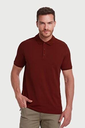 Bordo Regular Fit %100 Pamuk Polo Yaka Tişört | XL