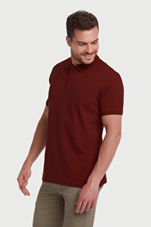Bordo Regular Fit %100 Pamuk Polo Yaka Tişört | XL