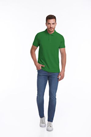 Yeşil Regular Fit %100 Pamuk Polo Yaka Tişört | L