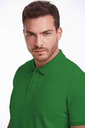 Yeşil Regular Fit %100 Pamuk Polo Yaka Tişört | M