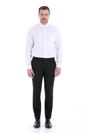Beyaz Regular Fit Düz 100% Pamuk Uzun Kollu Gömlek