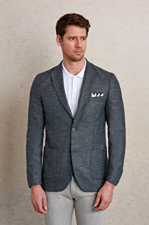 Desenli slim Fit Mono Yaka Casual Ceket