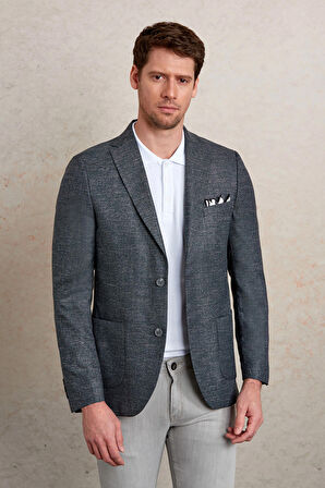 Desenli slim Fit Mono Yaka Casual Ceket