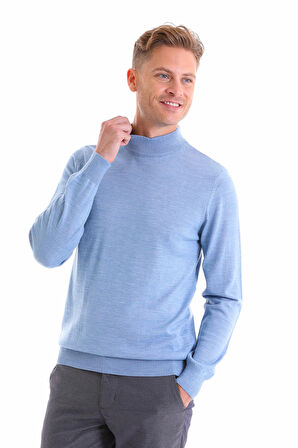 Mavi Regular Fit Düz Yün Yarım Balıkçı Yaka Triko Kazak | XL